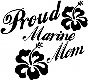 Proud Marine Mom Hibiscus Flowers Military car-window-decals-stickers