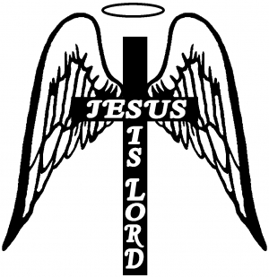 Jesus Is Lord Angel Wings Cross Halo 