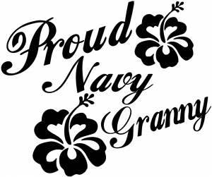 Proud Navy Granny Hibiscus Flowers Military car-window-decals-stickers
