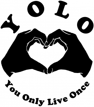 YOLO You Only Live Once Heart Hands Girlie car-window-decals-stickers