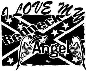 I Love My Redneck Angel With Rebel Flag Country car-window-decals-stickers