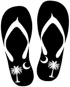Palm Tree And Moon Flip Flops Girlie car-window-decals-stickers