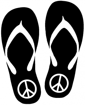 Peace Sign on Flip Flops Girlie car-window-decals-stickers