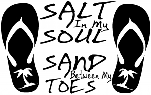 Salt In My Soul Sand Between My Toes Flip Flops Palm Tree  Girlie car-window-decals-stickers