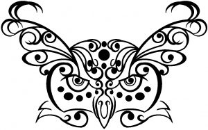 Owl Head Swirl with Dots Animals car-window-decals-stickers