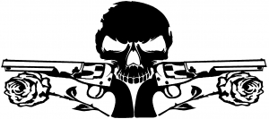Roses Guns With Skull Biker car-window-decals-stickers