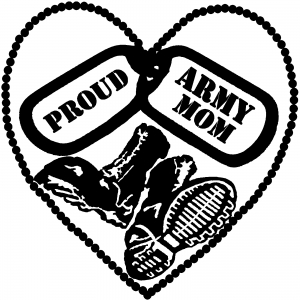 Proud Army Mom Dog Tags Heart Combat Boots  Military car-window-decals-stickers
