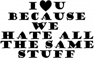 I Love You Because We Hate All The Same Stuff Funny car-window-decals-stickers