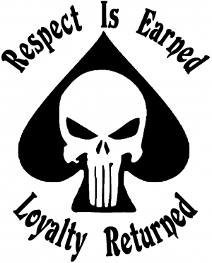 Respect Is Earned Loyalty Returned Punisher Skull Spade Biker car-window-decals-stickers