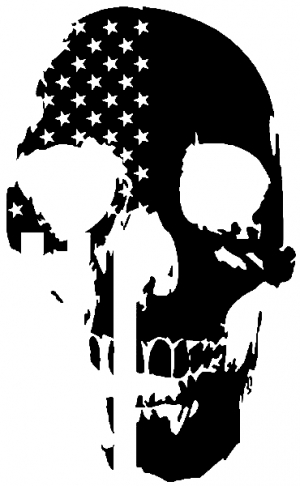 Skull Shadow US USA American Flag Vertical  Skulls car-window-decals-stickers