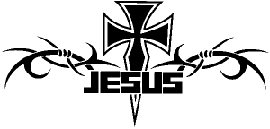 Tribal Barbed Wire Jesus With Cross  Christian car-window-decals-stickers
