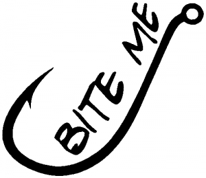 Bite me Funny Fishing Hook Hunting And Fishing car-window-decals-stickers