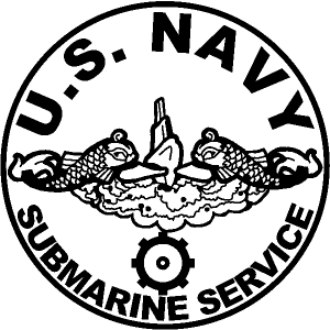 US Navy Submarine Service Dolphins with the Engineman Insignia symbol Military car-window-decals-stickers
