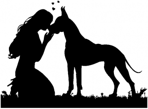 Woman or Girl with her Great Dane