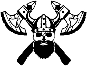 Bearded Viking Skull With Battle Axes  Skulls car-window-decals-stickers