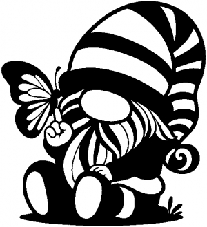 Gnome With Butterfly Butterflies car-window-decals-stickers