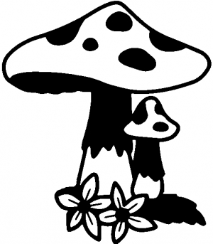 Big and small Mushroom with Flowers Enchantments car-window-decals-stickers