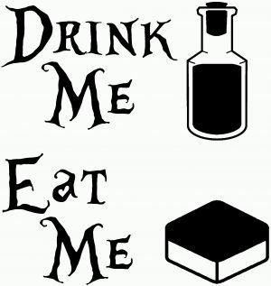 Drink Me Eat Me Alice Wonderland Vinyl Car or Truck Window Decal Sticker