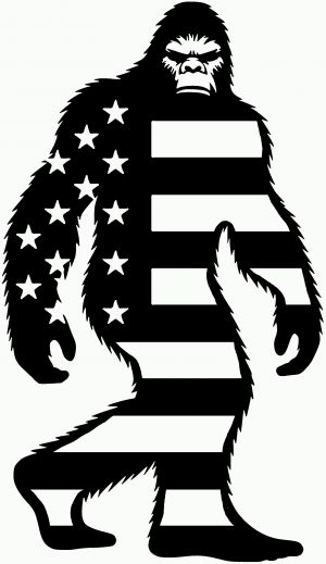 American Flag Bigfoot Vinyl Car or Truck Window Decal Sticker