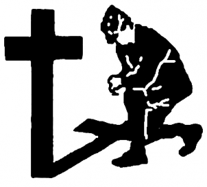 Military Man Kneeling at Cross