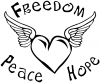 Freedom Peace Hope Heart With Wings Girlie car-window-decals-stickers