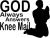 God Always Answers Knee Mail Man Decal Christian Car or Truck Window Decal