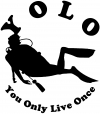 YOLO You Only Live Once Skuba Diving Sports Car or Truck Window Decal