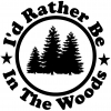 Id Rather Be In The Woods Hunting And Fishing Car or Truck Window Decal