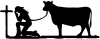 Cowgirl Kneeling At The Cross With Cow Christian car-window-decals-stickers