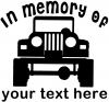 In Memory Of Jeep Off Road Car Truck Window Wall Laptop Decal Sticker