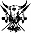 Cow Skull Spears Campfire Feathers Western Car or Truck Window Decal