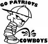 Go Patriots Pee On Cowboys Pee Ons Car or Truck Window Decal