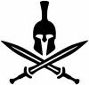 Spartan Helmet and Swords Military Car or Truck Window Decal