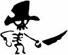 Pirate Skeleton WIth Hook Hand Sword In Front Skulls Car or Truck Window Decal