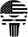 Punisher Skull With US Flag Horizontal  Skulls Car or Truck Window Decal