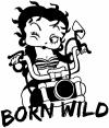 Betty Boop Born Wild Motorcycle Biker Car or Truck Window Decal