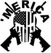 MERICA Punisher Skull Flag Crossed AR15 Guns Car Truck Window Wall Laptop Decal Sticker