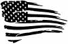 Distressed Tethered Worn American Flag  Patriotic car-window-decals-stickers