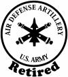 US Army Air Defense Artillery Retired Military Car or Truck Window Decal