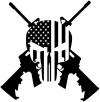 Punisher American Flag Crossed AR15 Guns Guns Car or Truck Window Decal