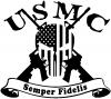 USMC Semper Fidelis Punisher Skull US Flag Crossed AR15 Guns