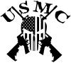 USMC Punisher Skull US Flag Crossed AR15 Guns Military Car or Truck Window Decal