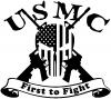 USMC United States Marine Corps First to Fight Punisher Skull US Flag Crossed AR15 Guns Military Car or Truck Window Decal