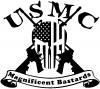 USMC United States Marine Corps Magnificent Bastards Punisher Skull US Flag Crossed AR15 Guns