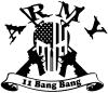 ARMY 11 Bang Bang Punisher Skull US Flag Crossed AR15 Guns Military Car or Truck Window Decal