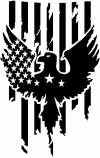 Worn Tattered American US Flag With Eagle Country Car or Truck Window Decal