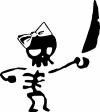 Cute Pirate Girl Skeleton with Sword and Hair Bow Skulls car-window-decals-stickers