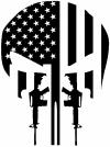 Punisher Skull American Flag Vertical AR15 AR 15 Teeth  Military Car or Truck Window Decal
