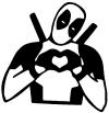 Deadpool Hand Heart Love Sci Fi Car or Truck Window Decal