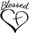 Blessed with Heart and Cross  Christian Car or Truck Window Decal